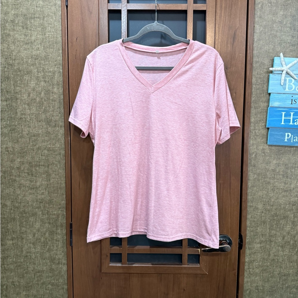 Pink V-Neck Women's Top
